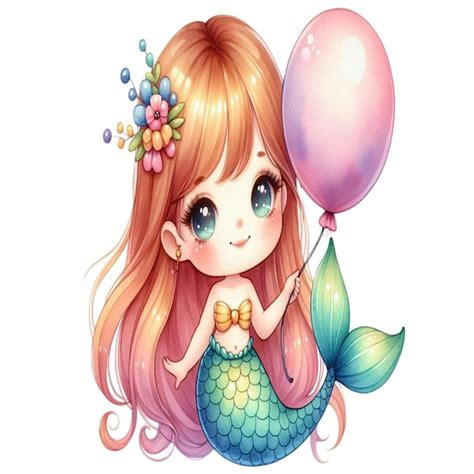 Premium Vector Mermaid Holding Balloons