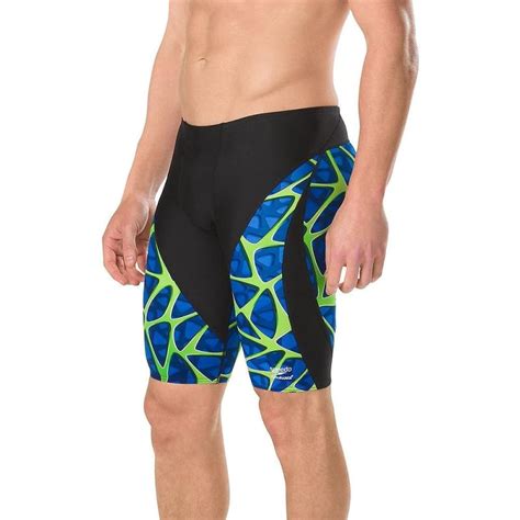 Speedo Men’s Caged Out Jammer Endurance Swimsuit Speedo Blue Green Speedo Swimwear Sale