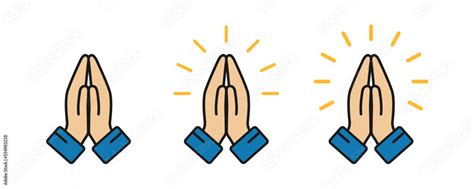 Pray icon set. Folded color hands symbol. Simple flat design. Stock Vector | Adobe Stock