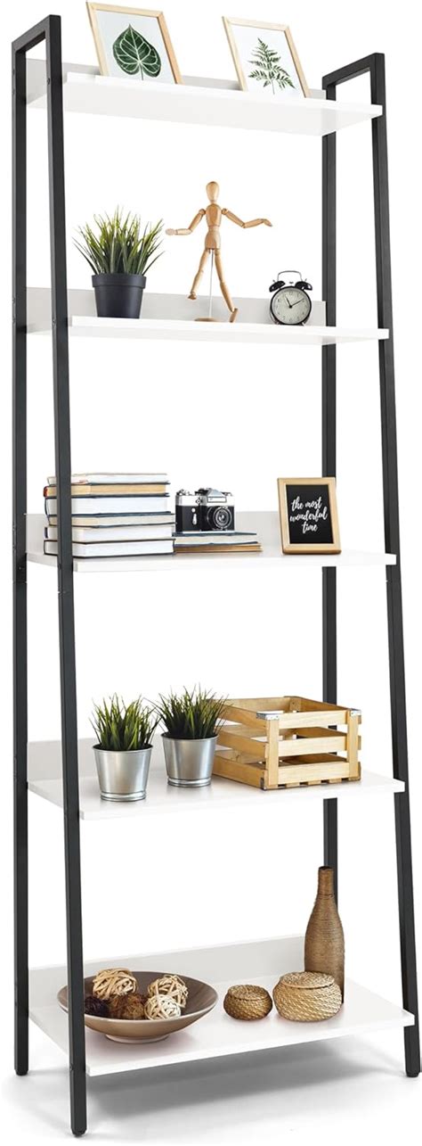 CAPHAUS 5 Tier Ladder Bookshelf 24 Inch Width Free Standing Shelf