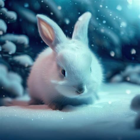 Premium Ai Image A White Rabbit In The Snow With Snow On The Ground