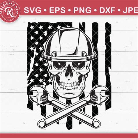Carpenter Skull With Flag Svg Etsy