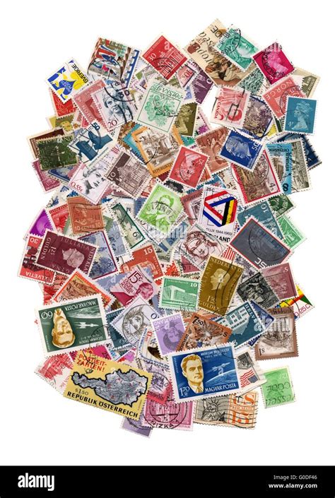 hundreds  postage stamps    countries stock photo