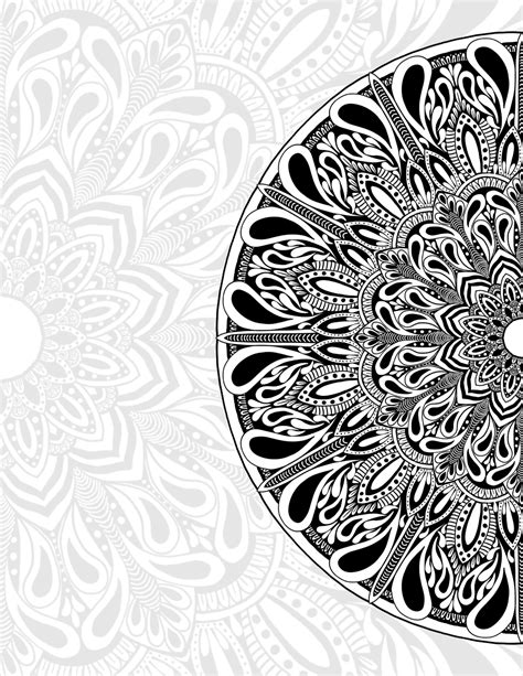 Black and white mandala adults coloring book cover. Illustration ...