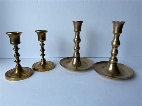 Set Of 2 Vintage Brass Candlestick Holders Vintage Boho Brass Etsy