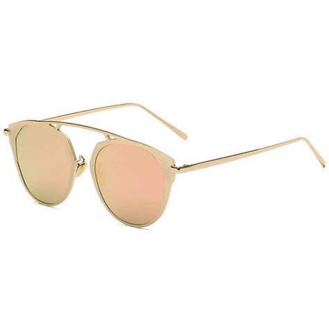 Owl ® Eyewear Sunglasses 86046 C4 Women’s Metal Fashion Gold Frame Fire Mirror Lens One Pair