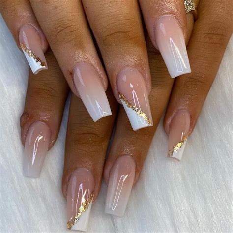 White And Gold Ombre Nails