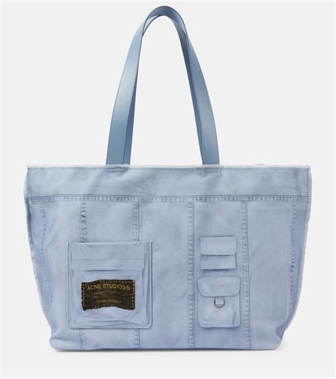 Midsummer Large Cotton Canvas Tote Bag In Blue Acne Studios Mytheresa