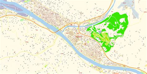 Charleston West Virginia Us Map Vector Exact City Plan Detailed Street