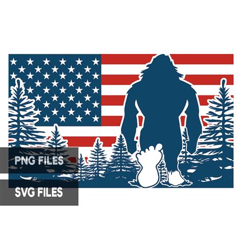 Bigfoot American Flag Svg Png Files Forest Sasquatch Patriotic Etsy