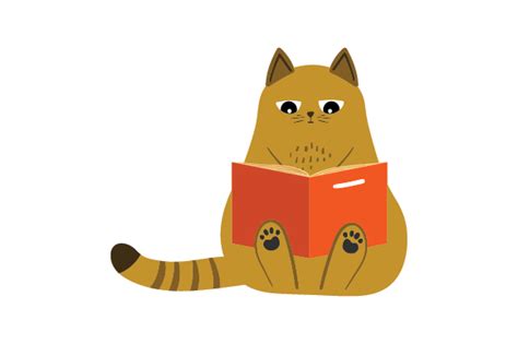 Cat Reading A Book Svg Cut File By Creative Fabrica Crafts · Creative