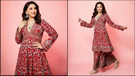 Madhuri Dixit Stuns In Anita Dongres Ethnic Ensemble Paints The Town