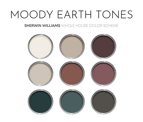 Moody Earth Tones Sherwin Williams Paint Palette Earthy Neutrals In