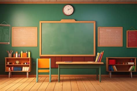 Blackboard Classroom Architecture Furniture Premium Ai Generated Image