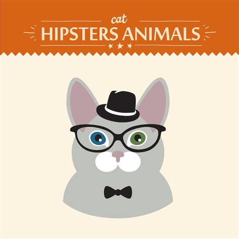 Ilustra O Em Vetor Moda Retrato De Gato Hipster Culos E Arco