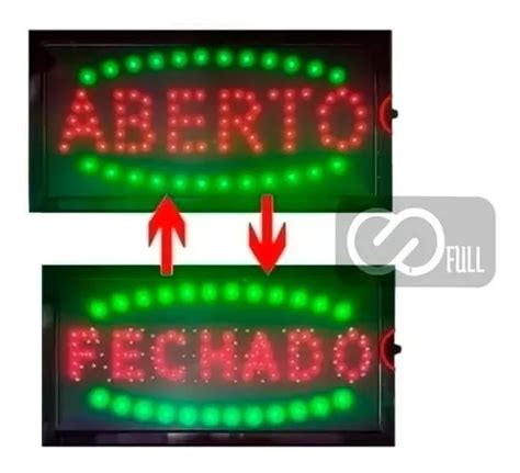 Placa Letreiro Painel Luminoso Led Aberto Fechado 2 Em 1 Le Frete grátis