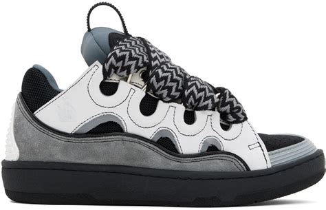 Gray And Black Curb Sneakers By Lanvin On Sale