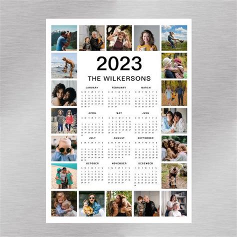 20 Photo Collage Calendar Add Name Magnetic Card Zazzle