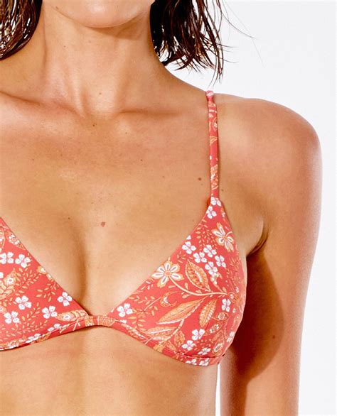 Femmes Rip Curl Haut De Bikini Triangle Fixe Lunar Tides Red Maillots