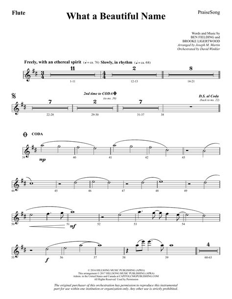 What A Beautiful Name Arr Joseph M Martin Flute Sheet Music