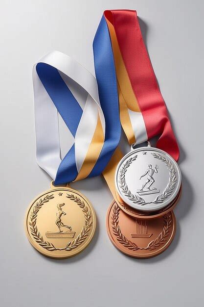 Premium Photo | Set of gold silver and bronze award and olympic medals