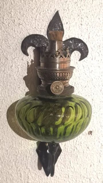 Tr S Ancienne Applique Fer Forg En Forme De Fleur De Lys Avec Lampe