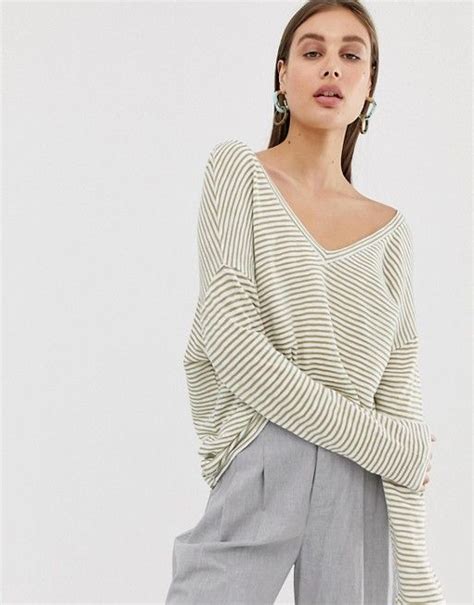 Asos Design Oversized Stripe T Shirt With V Back And V Front Asos T