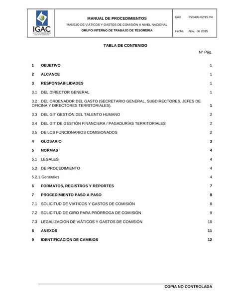 Pdf Tabla De Contenido Objetivo Alcance Igacnet Igac Gov Co