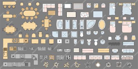 Floor Plan 2d Furniture Top View Psd 3d Model Render Realistic 3d Model