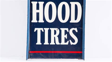 Vintage 1930s Hood Tire Dealer Vertical Tin Sign 78x19 At Harrisburg