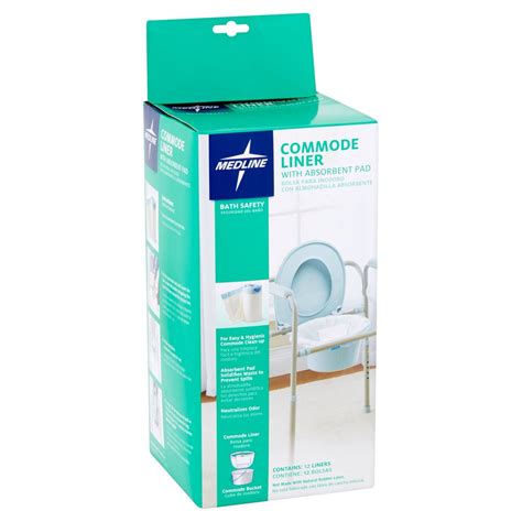 Medline Commode Liner With Absorbent Pad Fits Standard Commodes 12