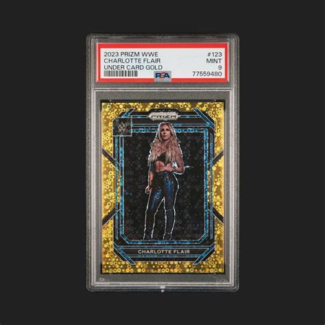 2023 Prizm WWE Prizm UC 123 Charlotte Flair Gold Disco 10 10 Pop1