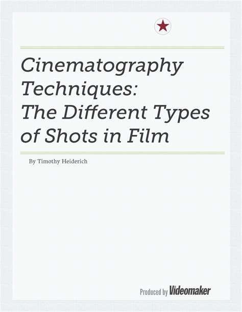 Cinematography Techniques: the Different Types of Shots in Film - DocsLib