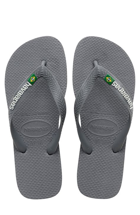 Havaianas Brazil Logo Flip Flop In Steel Grey Grey Steel Grey Grey