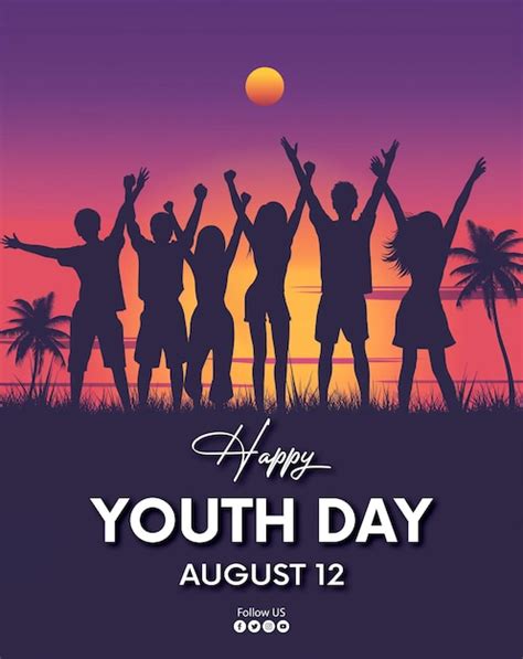 Gradient International Youth Day Vertical Poster Template Sunset