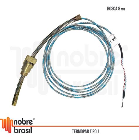 Termopar Tipo J Completo Adaptador 8 Mm Cabo Malha 1 5m