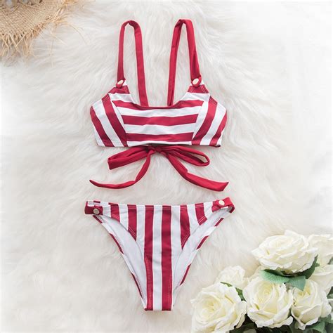 Red And White Striped Bikini Ibikini Cyou