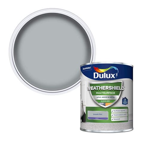 Buy Dulux Weathershield Quick Dry Multi Surface Paint Satin Smooth Flint 750ml For Upvc Wood