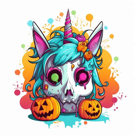 Premium Ai Image Cute Cartoon Zombie Unicorn A Bold Outlined