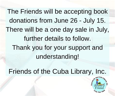 Donations Accepted Again Cuba Circulating Library