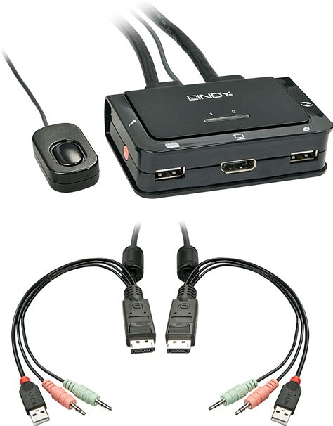 Lindy Displayport Kvm Switch Port Compact Usb Audio Ab