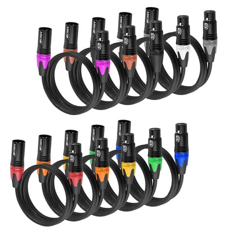 Snapklik MIKIZ XLR Microphone Cables 25ft 10 Color Coded Packs