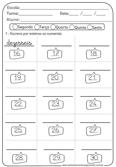 Atividade De Numeros Por Extenso LEARNBRAZ