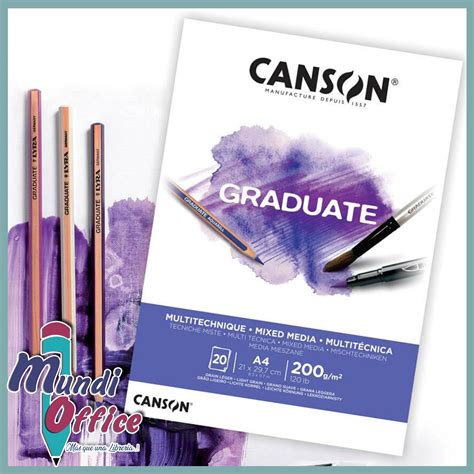 BLOC CANSON GRADUATE MULTITECNICA A3 BLANCO 20 HOJAS 200G M2 Mundi