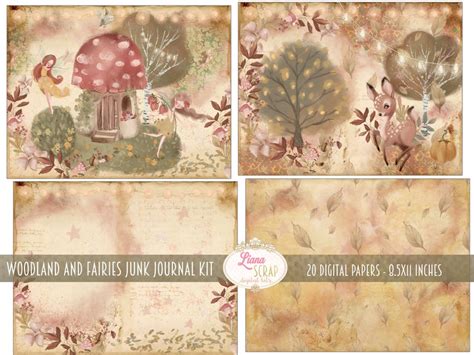 Woodland Fairies Junk Journal Digital Kit Printable Fairy Etsy