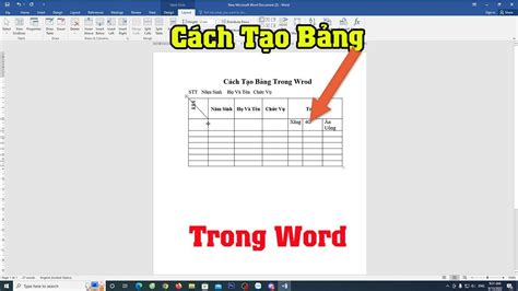 Cách tạo bảng thêm cột thêm hàng xóa cột xóa hàng gộp ô trong word