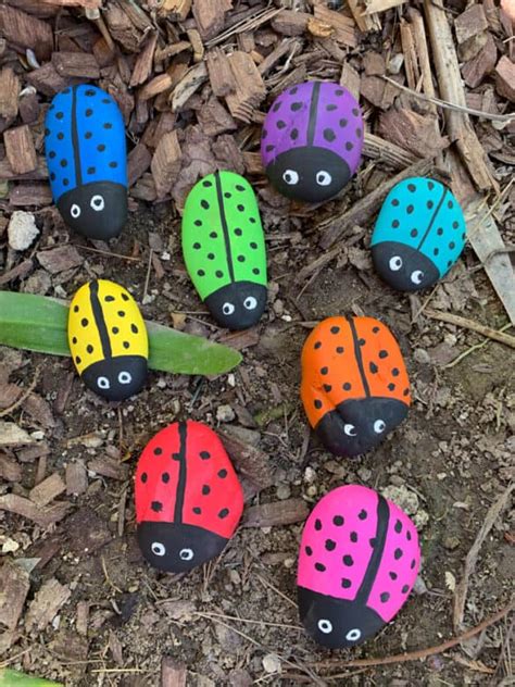 Easy Ladybug Painted Rocks - Made with HAPPY