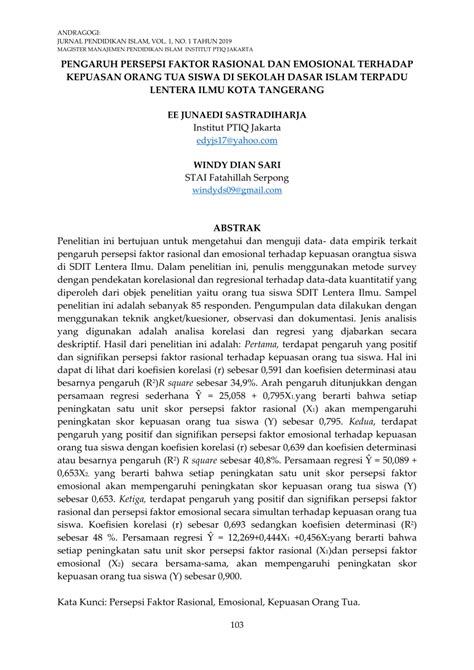 PDF PENGARUH PERSEPSI FAKTOR RASIONAL DAN EMOSIONAL TERHADAP KEPUASAN