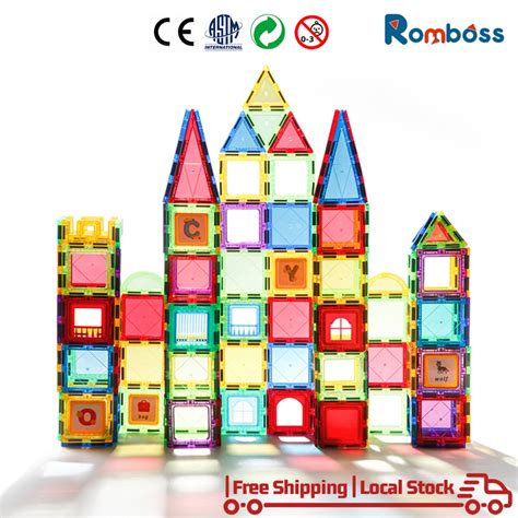 Romboss 28 40 54 83 101PCS Magnetic Toys Building Tiles Clear 3D Magnet