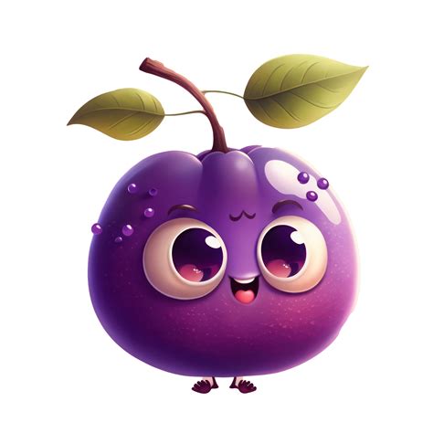 Cute Happy Plum Character Ai Generated Png